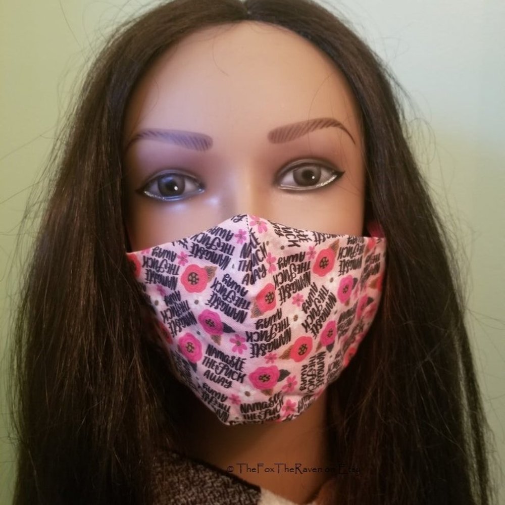 Pretty Flowers and Swears Fitted Face Mask